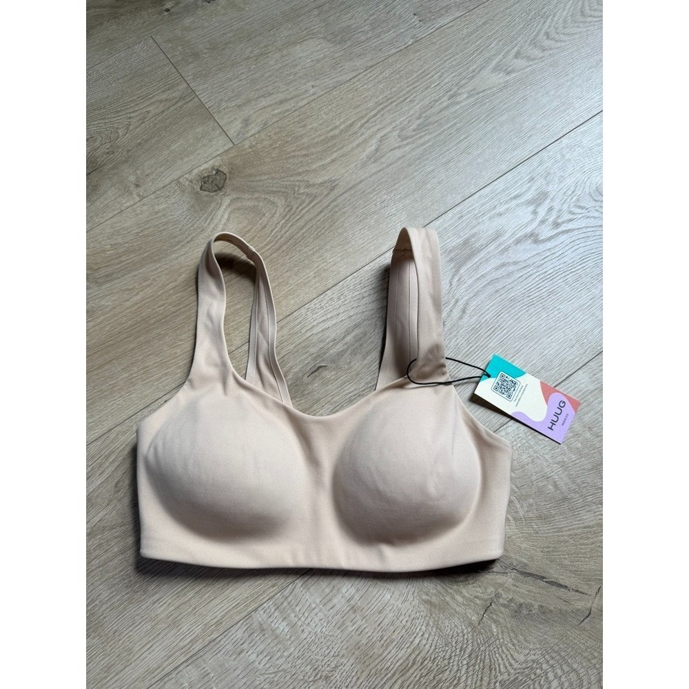 NWT Womens Huug Daily Embrace Bra Seamless Padded Wireless Pullover stone XS